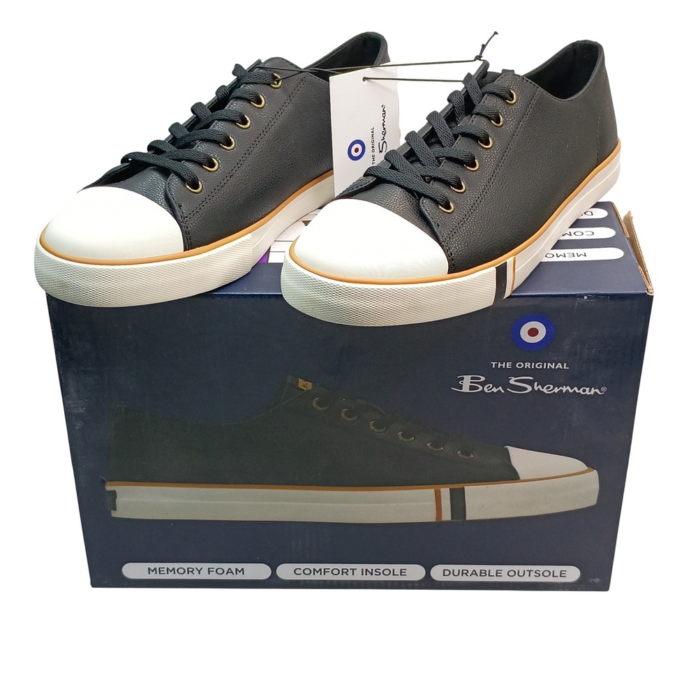 Ben Sherman Dorset Lo LX Shoes Men Size 10 Black Memory Foam Sneakers